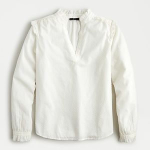 NWT J Crew Ruffle-trim Clip Dot V-neck (HUNG)